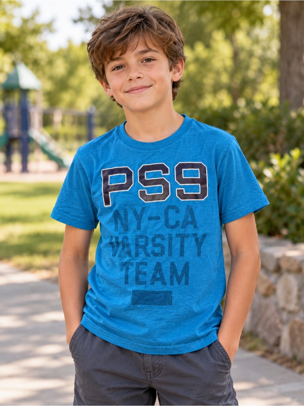 Aeropostale PS9 Boys Blue Varsity Graphic T-Shirt Size 10